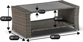 Zestaw Mebli Ogrodowych DELGADO Szary Sofa Fotele Pufy Stolik Technorattan Nowoczesny