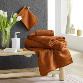 Bawełniany ręcznik frotte w kolorze terakoty 50x90 cm Tendresse – douceur d'intérieur