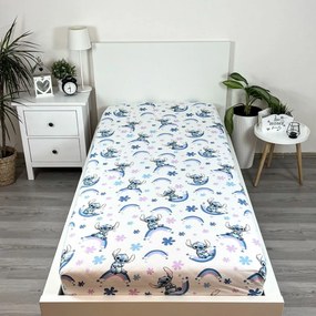 Jerry Fabrics Prześcieradło bawełniane Lilo and Stitch "Rainbow", 90 x 200 cm