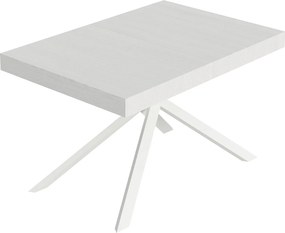 Stół rozkładany Niket 120/204x80 cm biały jesion z białymi nogami