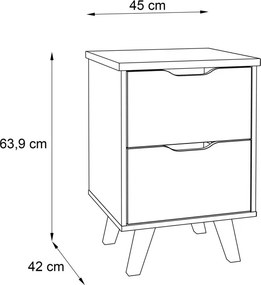 Szafka nocna z szufladami Vankka 111, styl skandynawski, kolor dąb/biały