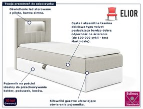 Jasnoszare łóżko z oświetleniem LED 3 rozmiary - Fenarro