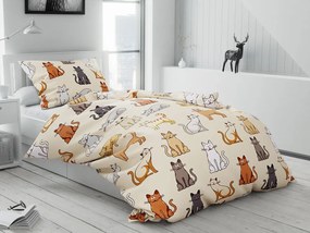 PrzytulneMieszkanie.pl PrzytulneMieszkanie.pl Bawełniana pościel COLORED CATS BLEND kremowa Rozmiar pościeli: 70 x 90 cm | 140 x 200 cm
