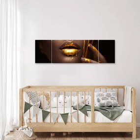Obraz - Kobieta ze złotymi ustami (170x50 cm)