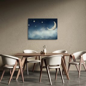 Obraz na szkle - Księżyc z gwiazdami (70x50 cm)