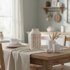 Osłonka Ceramiczna beżowa 17 cm Nowoczesny Wazon zdobiony Elegancki vintage