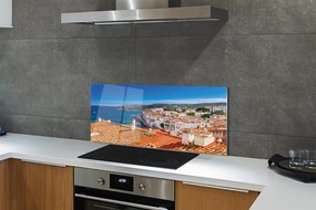 Panel szklany do Kuchni Miasto Pomiędzy Morzem a Górami