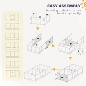 PawHut Skrzynia dla Szczeniąt, z Wodoodpornym i Możliwym do Prania Legowiskiem, Przezroczystymi Panelami, Projektem Dwuizbowym, dla Małych Psów