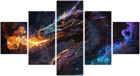 Obraz - Smok plujący płomieniami (125x70 cm)