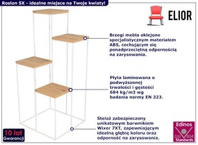 Skandynawski stojak na kwiaty biały + dąb artisan - Roslon 5X