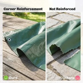 Outsunny Plandeka wodoodporna 4 x 6 m 90g/m² Wytrzymała UV-stabilna z wzmocnionymi oczkami Zielona | Aosom PL