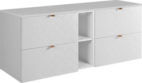 Meble łazienkowe, Biały Mat, 140 x 57 x 46 cm, złote uchwyty