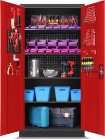 Metalowa szafa warsztatowa Bruno 92x50x185 cm antracyt/czerwony