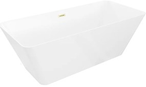 Mexen Velo Slim wanna wolnostojąca 170 x 75 cm, biała, przelew złoty szczotkowany - 52811707500-55