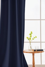 Granatowa zasłona OXFORD 140x250 cm Zawieszanie: Taśma z wiązaniami