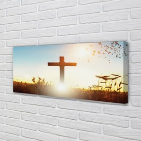 Duży obraz na płótnie Krzyż na Polu w Słońcu
