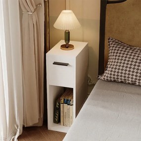 Szafka nocna biała z szufladą stolik z półką nowoczesny loft sypialni