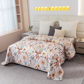 Narzuta na łóżko FLORAL RIBBON, kremowy Rozmiar: 170 x 210 cm