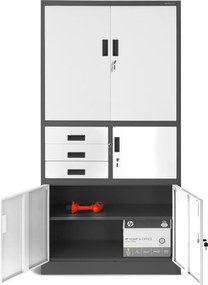 Biurowa szafa na akta z sejfem Filip II 90x40x185 cm antracyt/biały