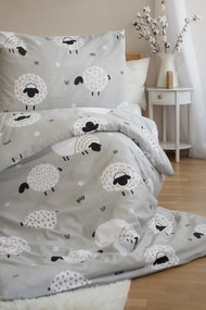 PrzytulneMieszkanie.pl PrzytulneMieszkanie.pl Polibawełniana pościel na 2 łóżka SHEEPS, beżowa Rozmiar pościeli: 2 szt 70 x 90 cm | 2 szt 140 x 200 cm