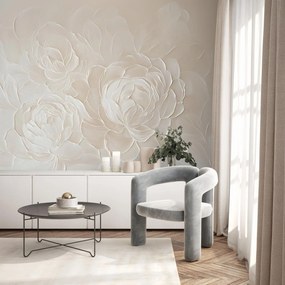 Fototapeta - Eleganckie beżowe kwiaty (196x136 cm)