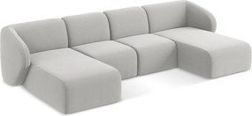 Jasnoszary aksamitny narożnik (w kształcie litery U) Lani – Makamii