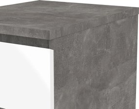 Szafka nocna w wysokim połysku Naia biały/beton