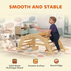 AIYAPLAY Montessori drabinka wspinaczkowa do domu, 2 w 1 łuk z drewna, dla dzieci 2-4 lata, 110x52x45 cm, drewno naturalne
