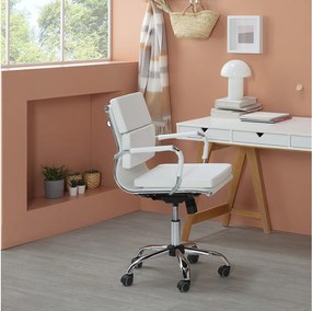 Fotel biurowy z regulacją kąta oparcia Colummn Fenix, biały, skóra ekologiczna