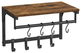 Wieszak ścienny z półką NATE brązowy/czarny