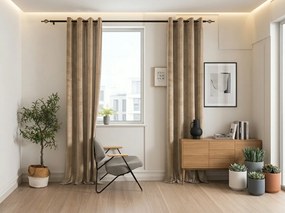 Zasłona zaciemniająca ELVIO VELVET 140x250 cm, beżowa Zawieszanie: Metalowe pierścienie