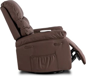 Fotel Masujący BRUCE Rozkładany Brązowy Ekoskóra Nowoczesny