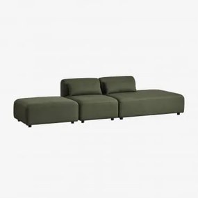 Sofa Modułowy 2-częściowy Z Prawym Szezlongiem I Pufem Fogler Tkanina Baranek Boucle Żółty Curri - Sklum