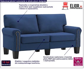 Luksusowa dwuosobowa sofa niebieska - Alaia 2X