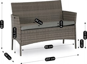 Zestaw Mebli Ogrodowych MISSISIPI Szary Sofa Krzesła Stolik Tarasowy Technorattan Nowoczesne