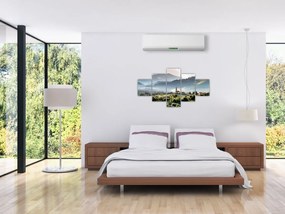 Obraz - wieś we mgle (125x70 cm)