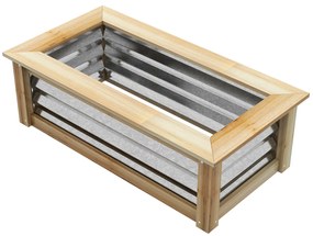 Outsunny Podwyższone łóżko ogrodowe, samoodprowadzające, otwarta podłoga, metal + drewno, 90 x 45 x 30 cm