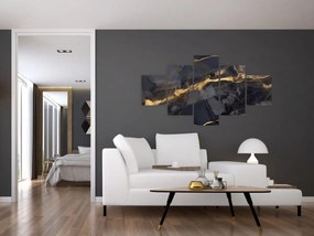 Obraz - Czarny - złoty dekor (125x70 cm)