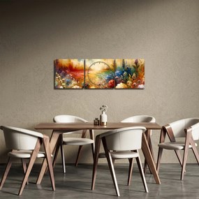Obraz - Kolorowa łąka (z zegarem) (90x30 cm)