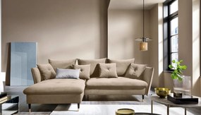 Beżowy welurowy narożnik rozkładany D5-C21