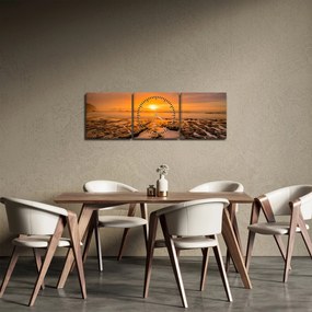 Obraz zachodu słońca (z zegarem) (90x30 cm)