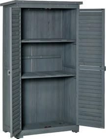 Outsunny Drewniana Szafa Ogrodowa z Dachem Skośnym i Drzwiami Filcowymi Szara 87x465x160cm | Aosom PL