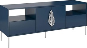 Granatowa komoda RTV Skandica MERLIN ze srebrnymi dodatkami