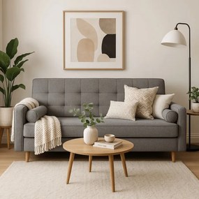 Sofa z Funkcją Spania MALTA Wersalka Rozkładana Dwuosobowa Szara Nowoczesna do Salonu