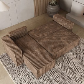 Masseno Narożnik RAVELO z funkcją spania i pojemnikiem na pościel Narozniki L, Rozkładana sofa - Beżowy, TILIA 17