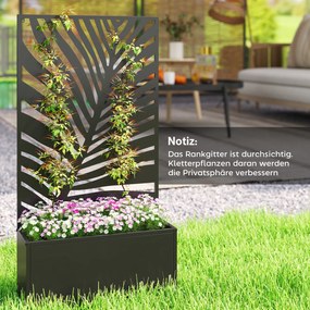 Outsunny Podwyższana skrzynka na rośliny z osłoną, donica metalowa z kratką 61 x 23 x 113 cm | Aosom PL