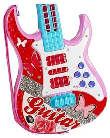 Gitara elektryczna z mikrofonem struny zabawka róż
