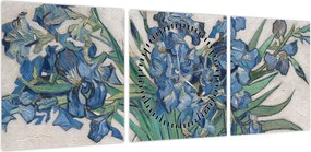 Obraz - Vincent van Gogh, Irises, reprodukcje (z zegarem) (90x30 cm)