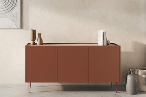 Komoda Desin 170 cm z metalowymi nogami - czerwony / ceramic red / dąb nagano