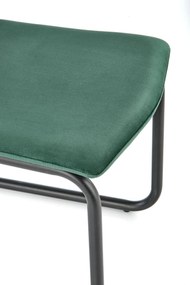 K444 krzesło ciemny zielony, tkanina velvet, pikowane, na płozach, loft